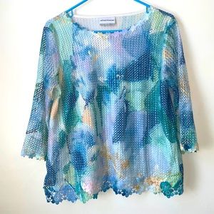 Petite Alfred Dunner Stained Mesh Knit Top